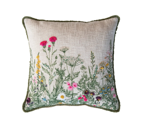 Cotton Slub Floral Pillow