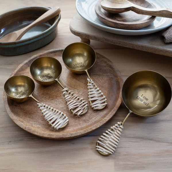 Gold Measuring Cups, Set of 4 with Jute Handles