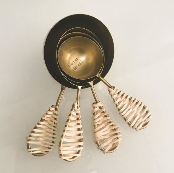 Gold Measuring Cups, Set of 4 with Jute Handles