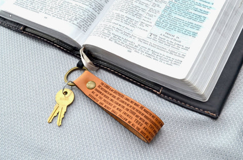 Psalms 23 Leather Keychain