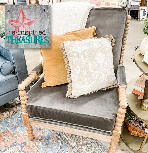 Spindle Chair in Brownstone Velvet