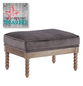 Spindle Ottoman in Brownstone Velvet