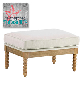 Spindle Ottoman in French Linen